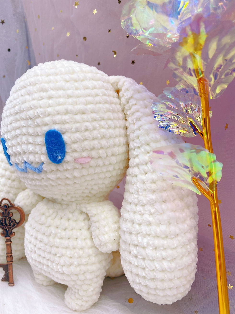 Thumbnail: Fluffy Sky Puppy | Handmade Long-Eared Dog Art Doll (7 inch)