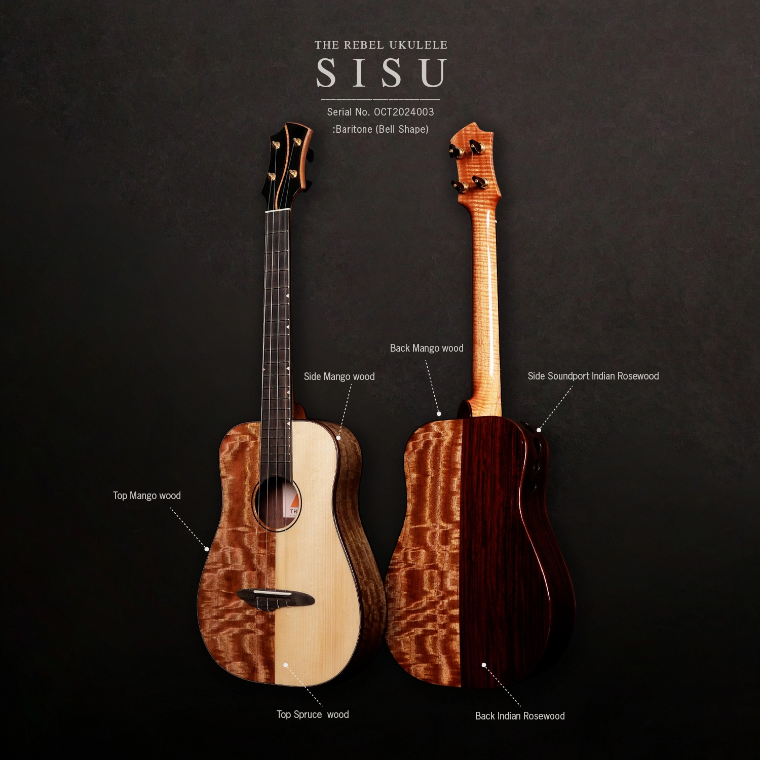 The Rebel ukulele Sisu Baritone 