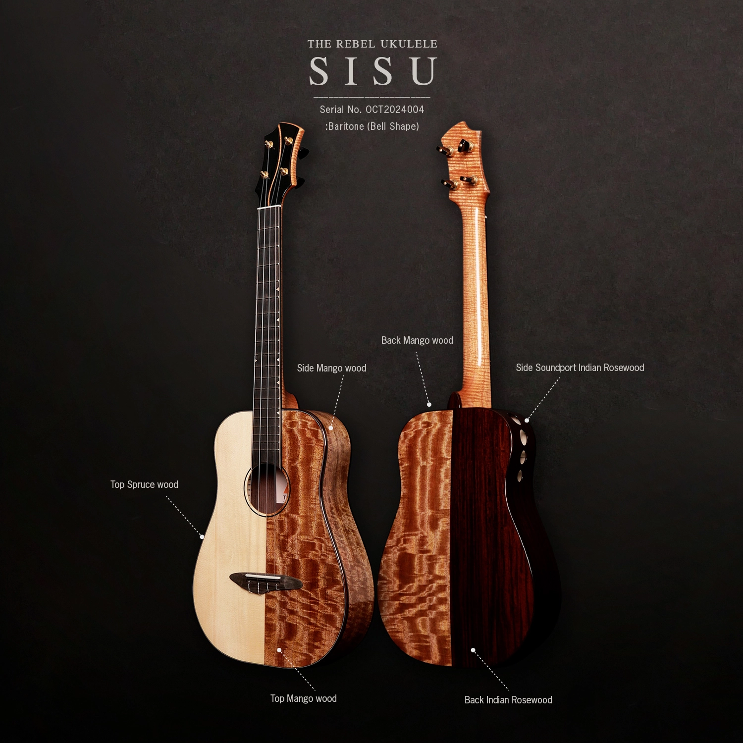 The Rebel ukulele Sisu Baritone 