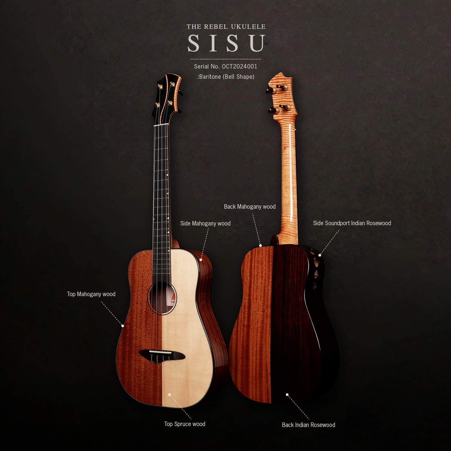 The Rebel ukulele Sisu Baritone 