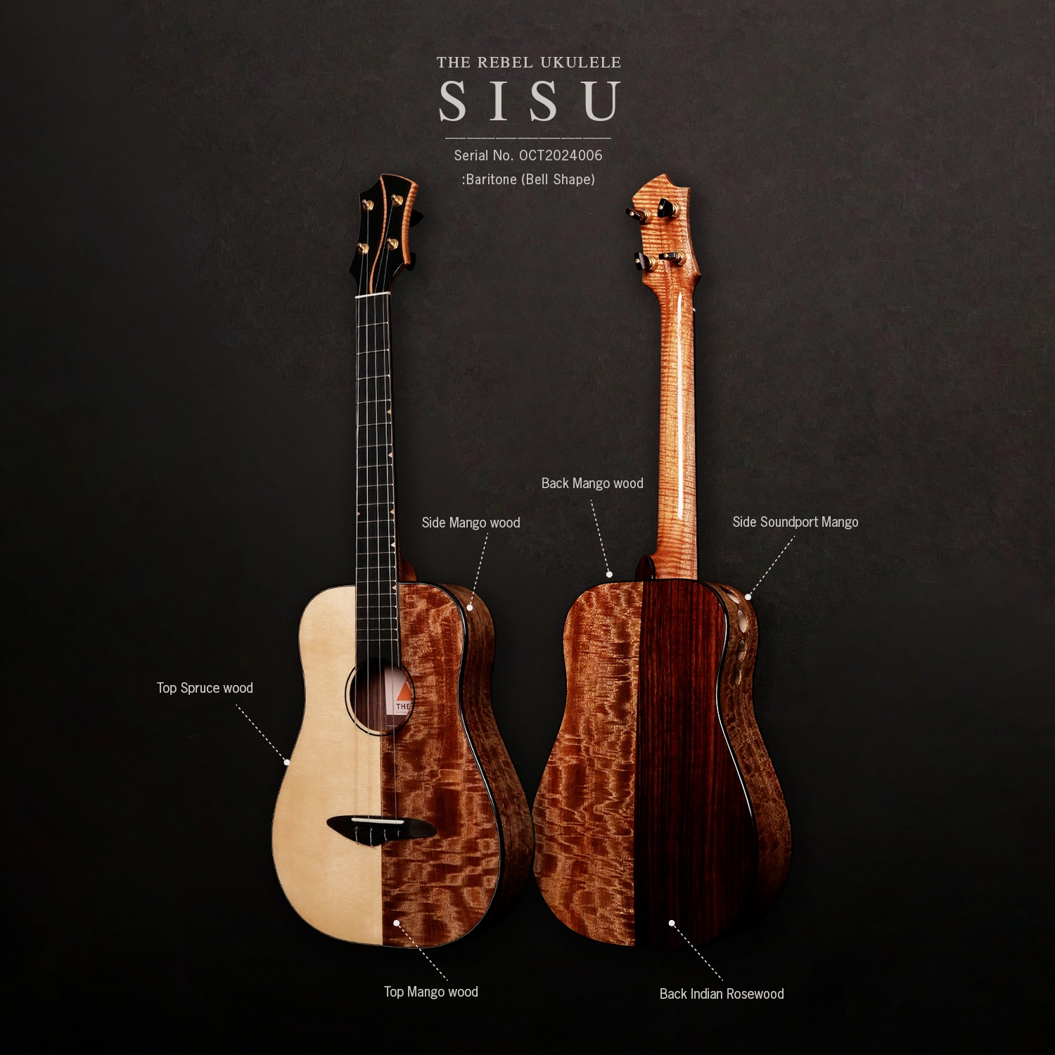 The Rebel ukulele Sisu Baritone 