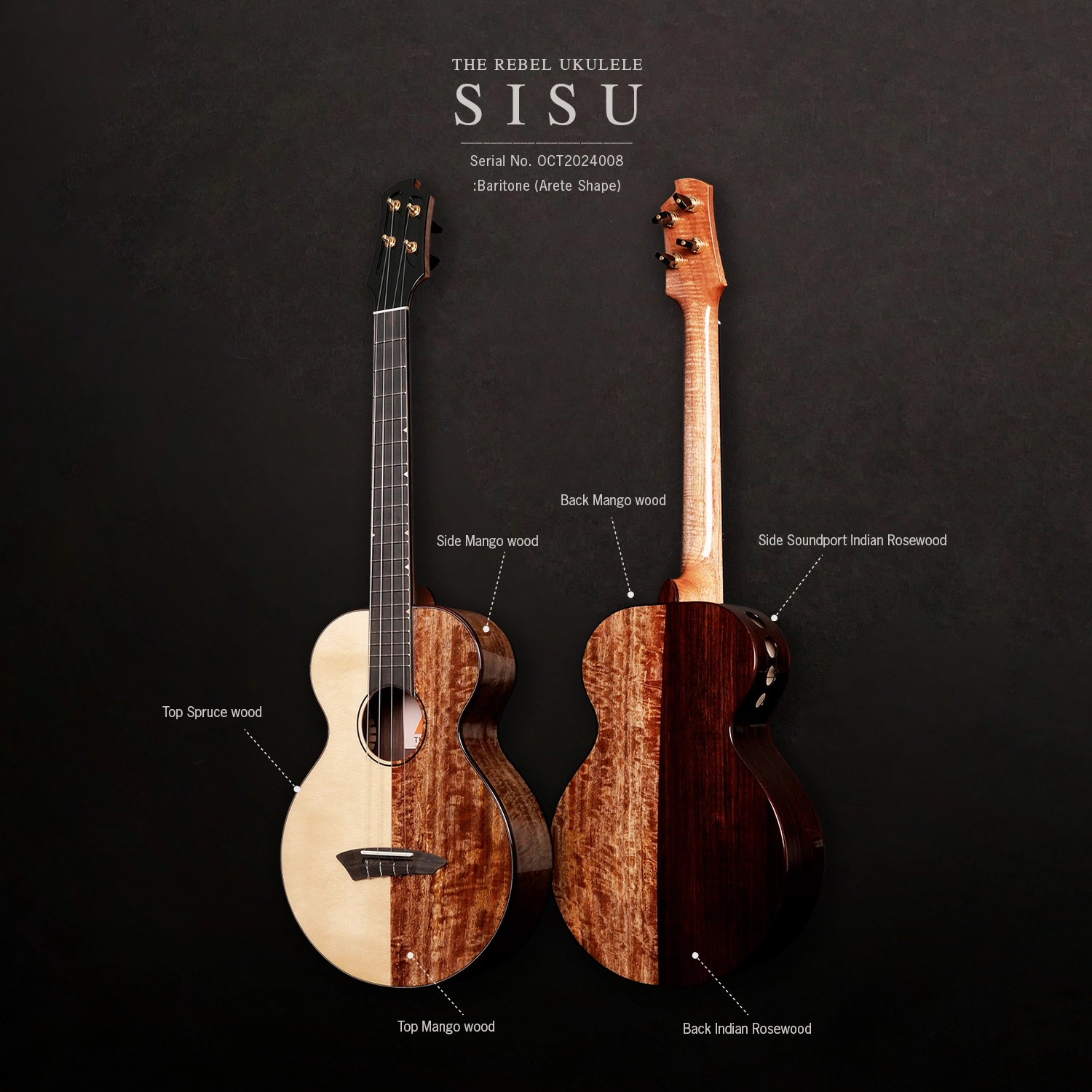 The Rebel ukulele Sisu Baritone 