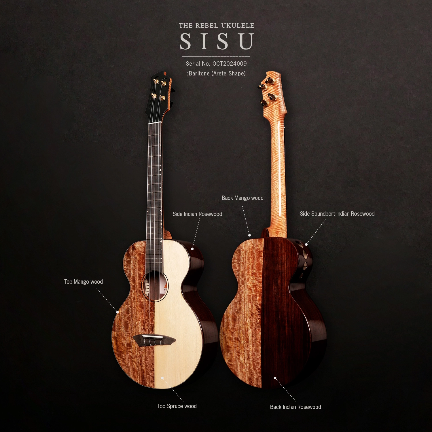 The Rebel ukulele Sisu Baritone 