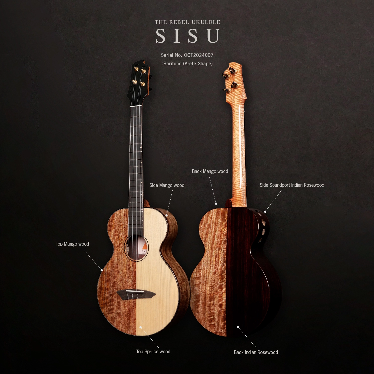 The Rebel ukulele Sisu Baritone 