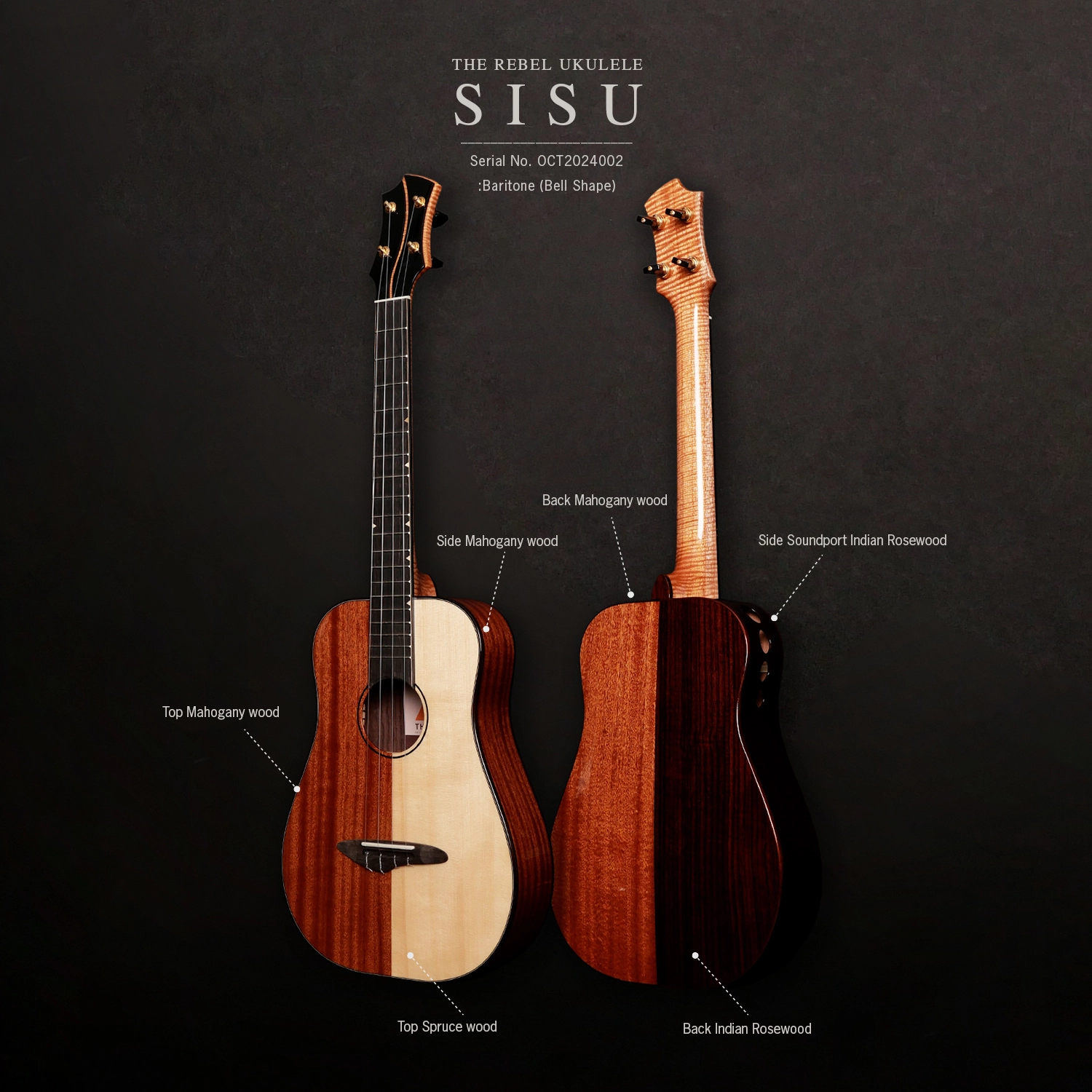 The Rebel ukulele Sisu Baritone 