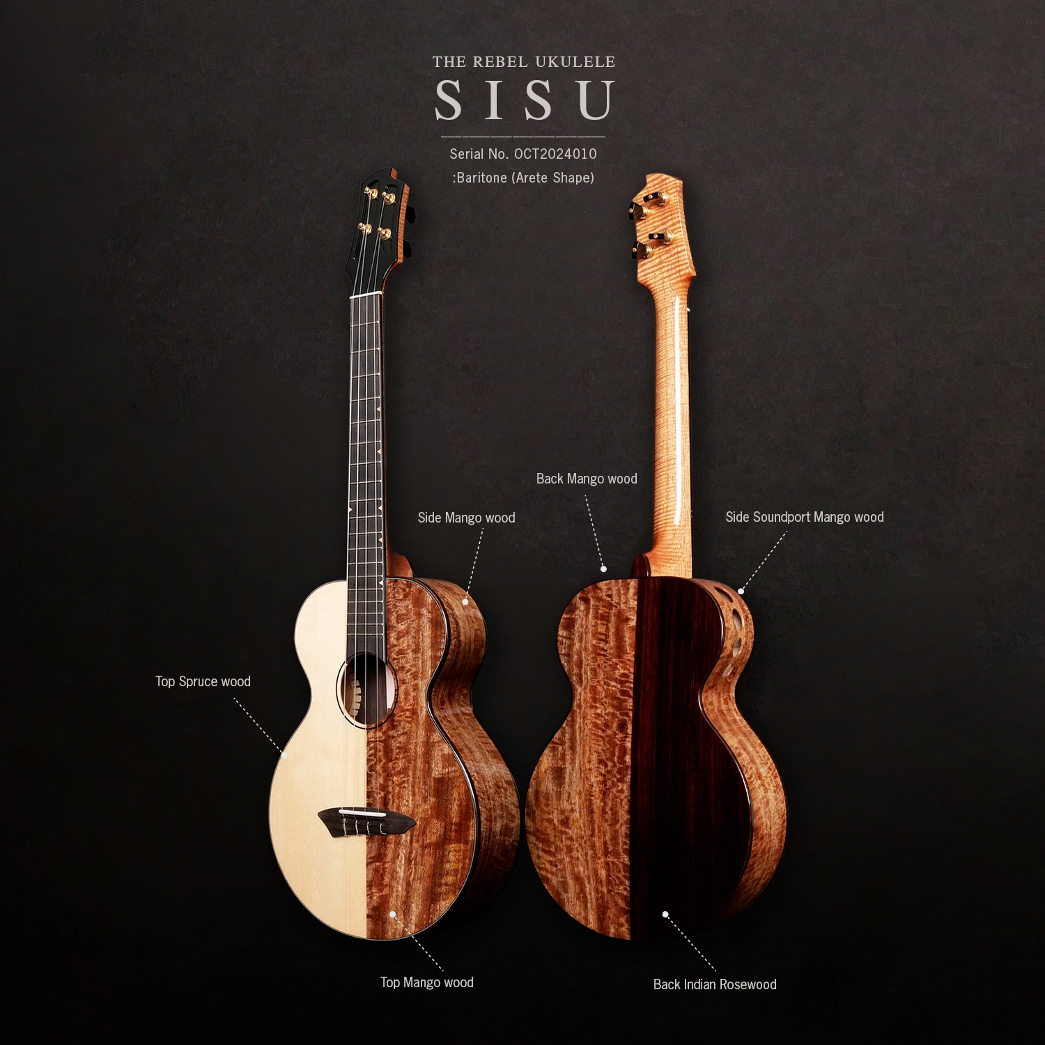 The Rebel ukulele Sisu Baritone 