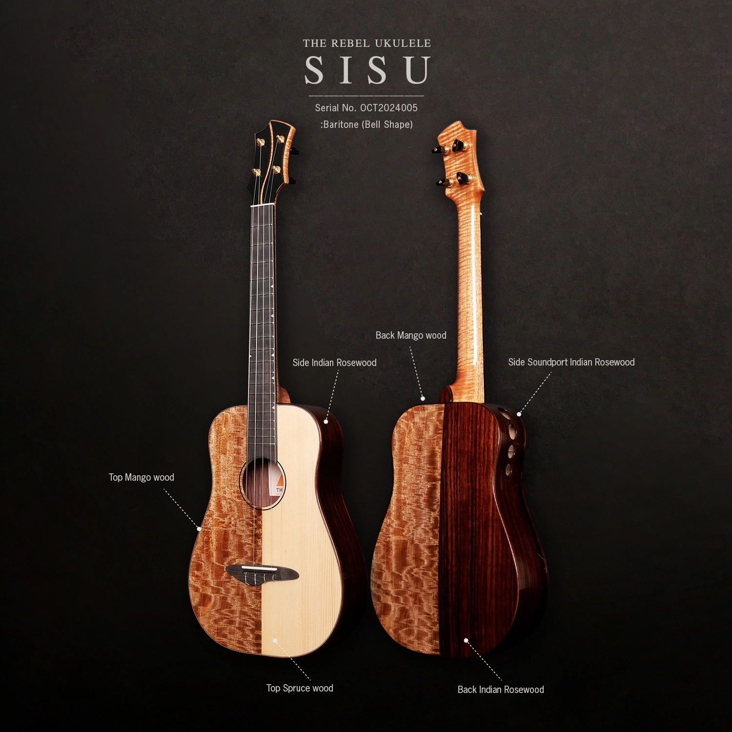 The Rebel ukulele Sisu Baritone 