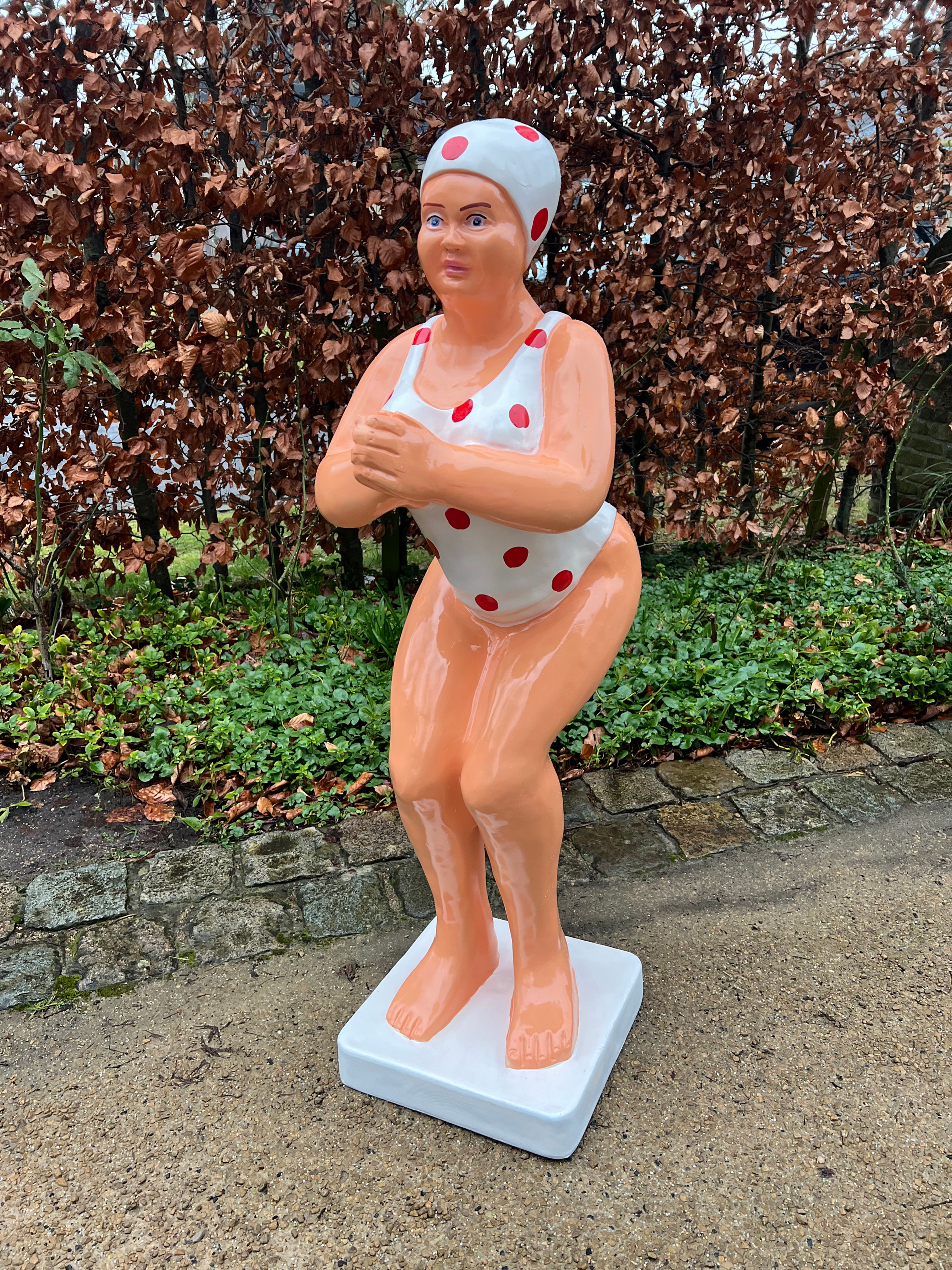 Duikende dame wit rode bol 110 cm