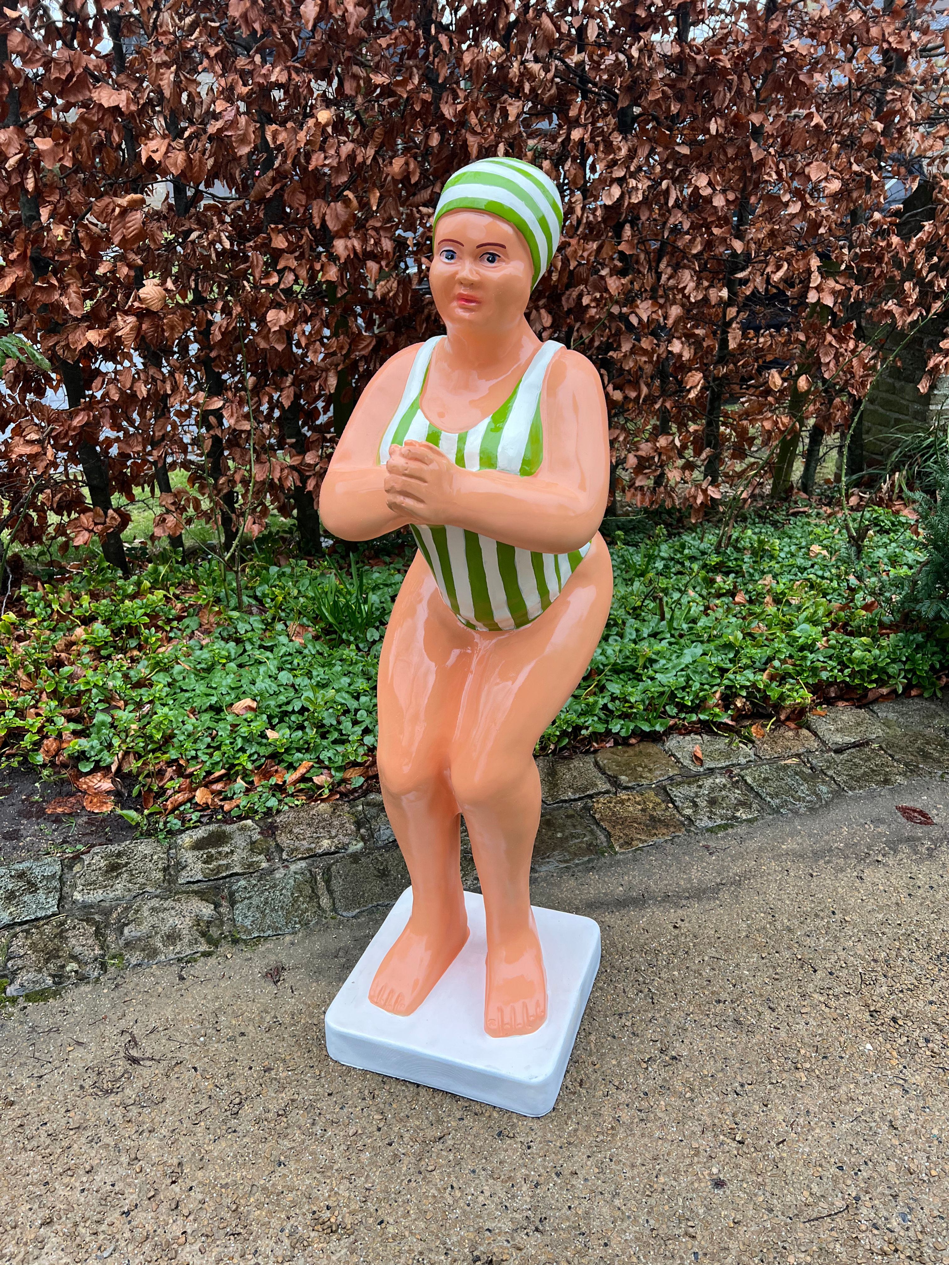 Duikende dame wit groene streep 110 cm