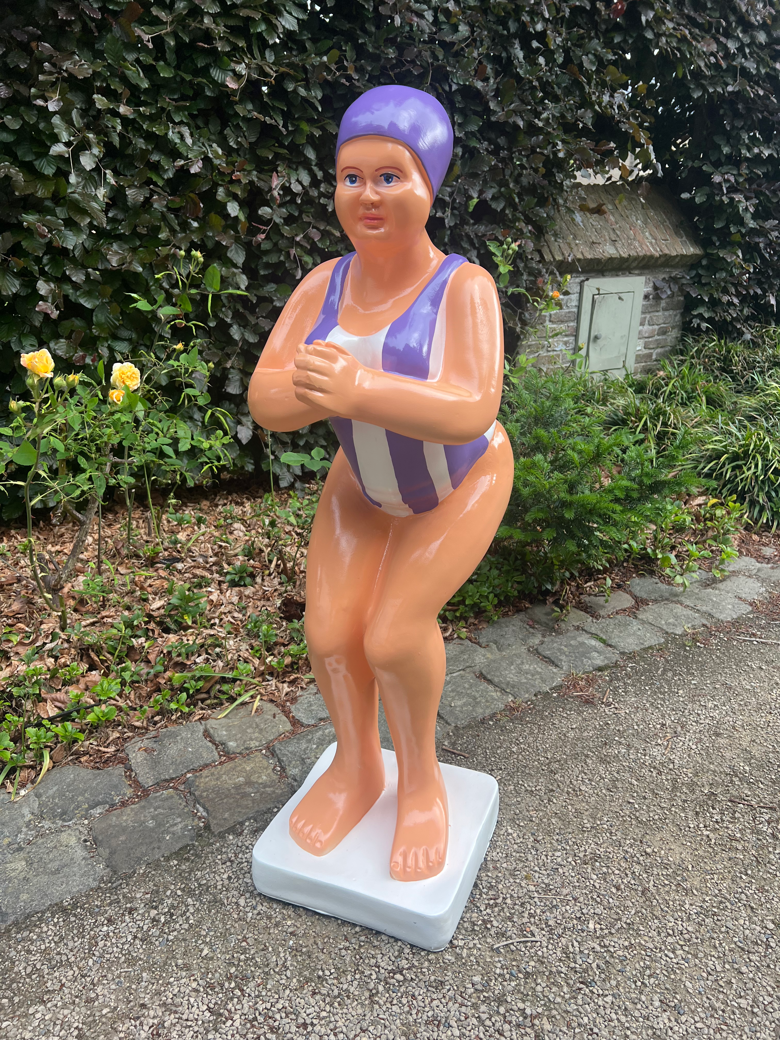 Duikende dame paars witte streep 110 cm