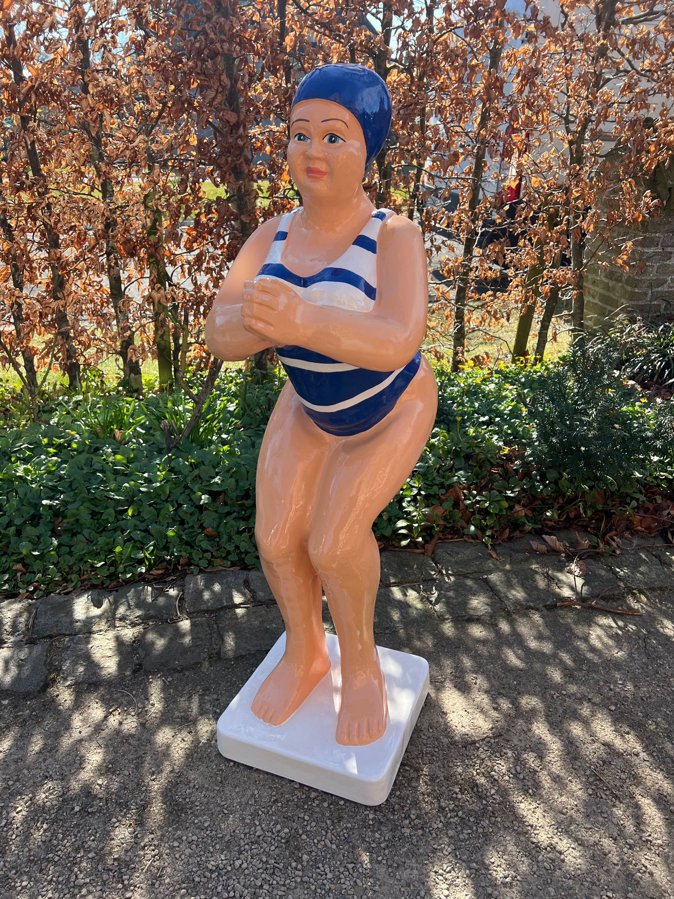 Duikende dame blauwe streep 110 cm