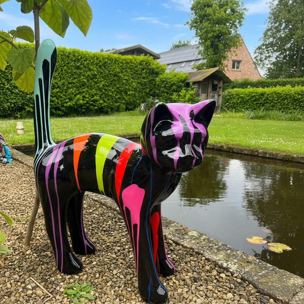 Kat zwart druip XL 110 cm
