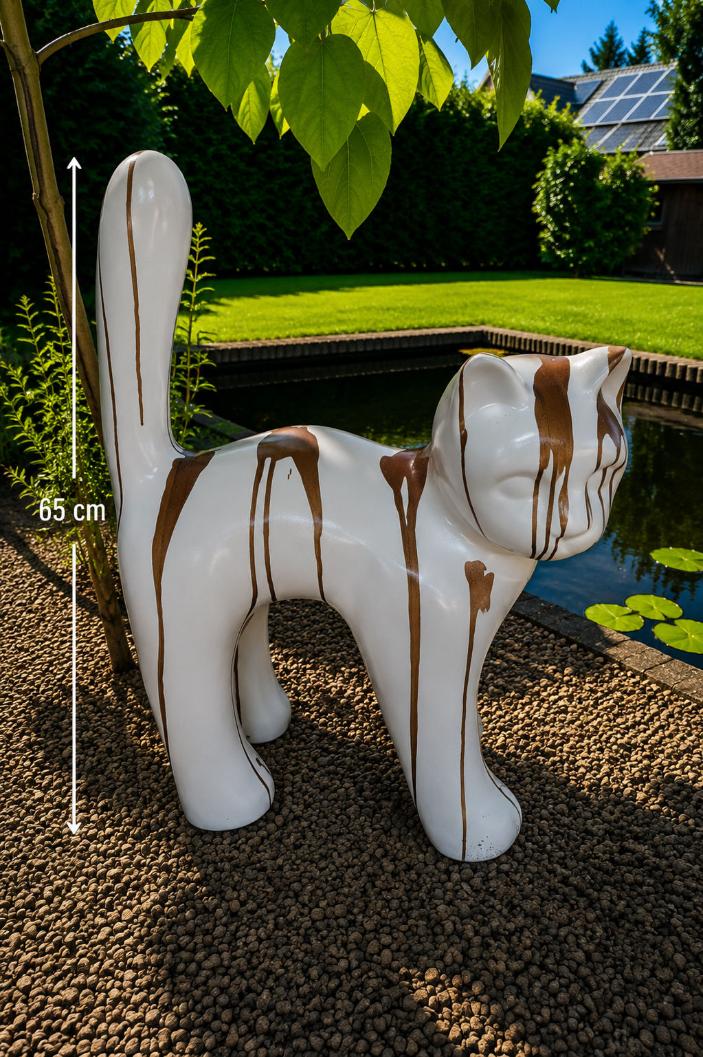 Kat wit goud druip 65 cm