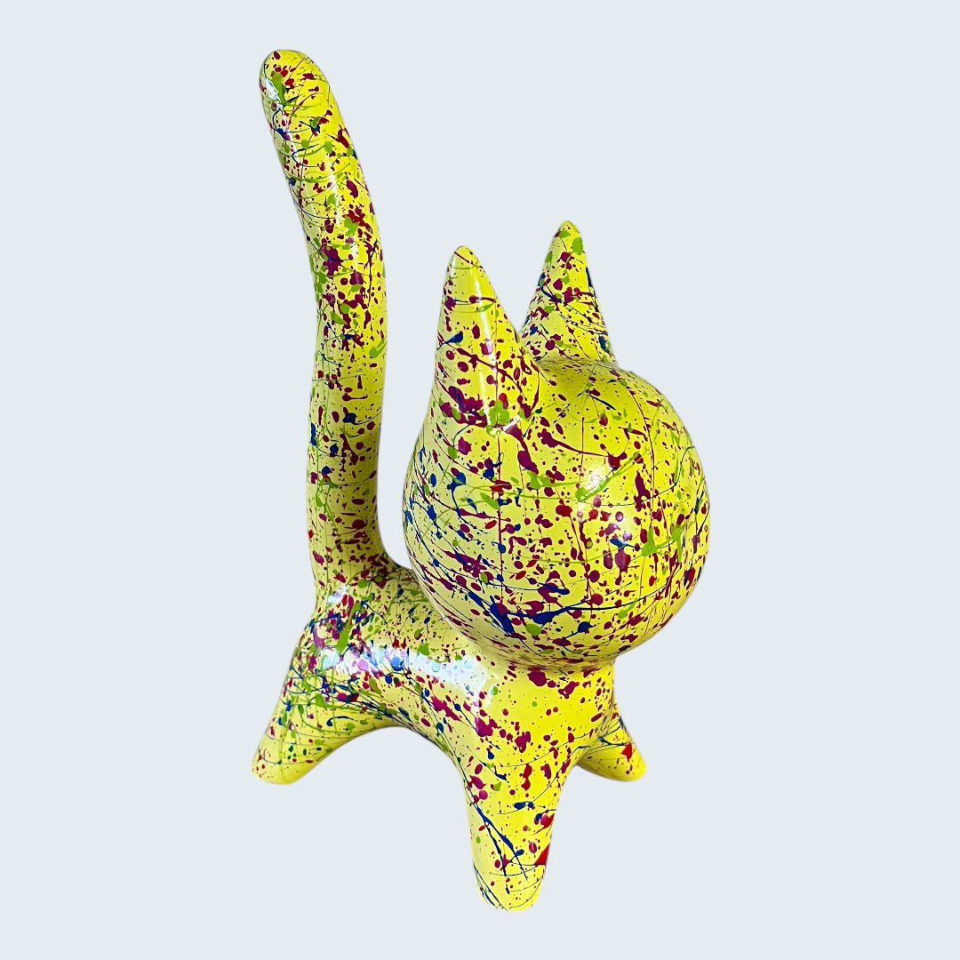 Design katje geel splash 30 cm