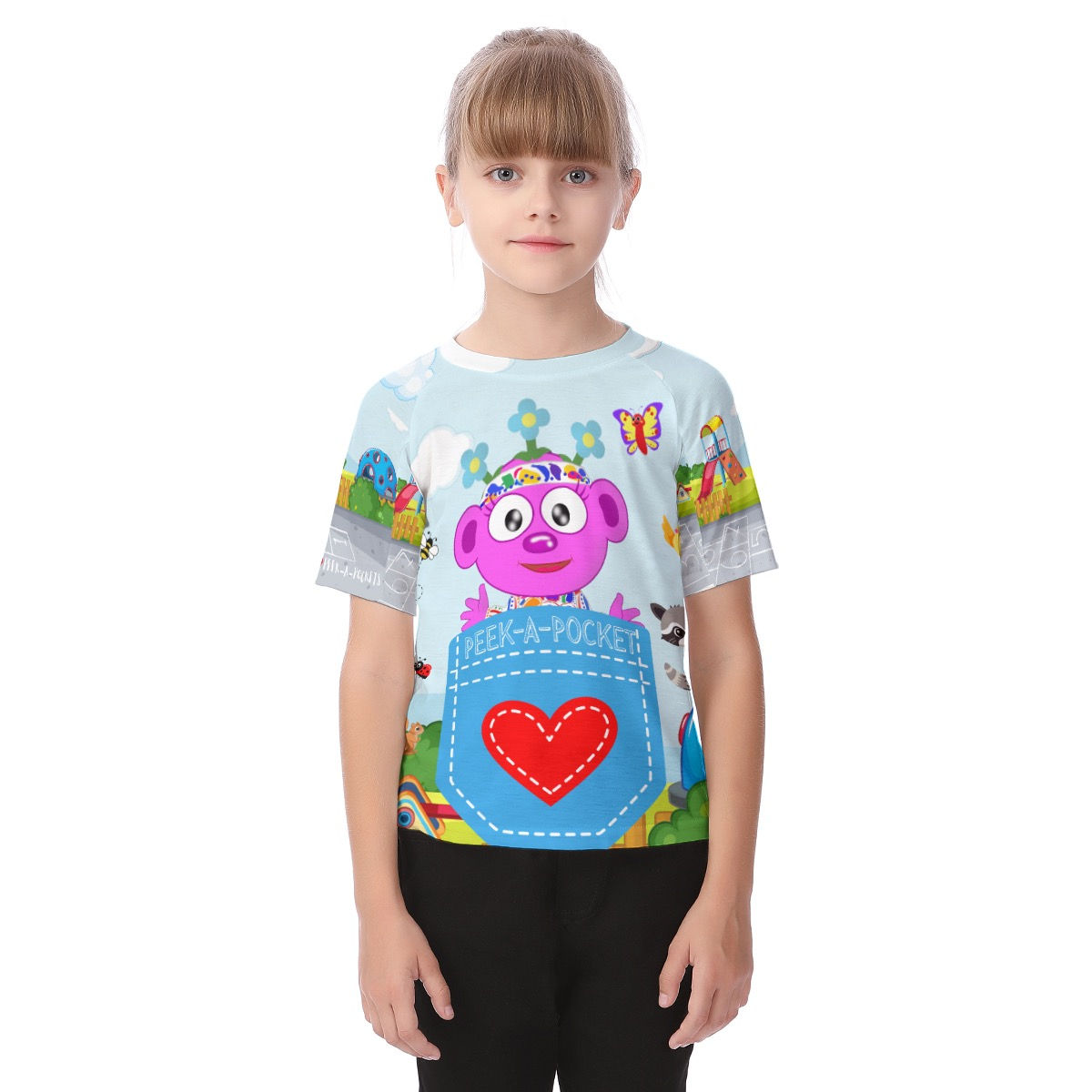 Peek-A-Pocket All-Over Print Kid's Raglan Sleeve T-shirt
