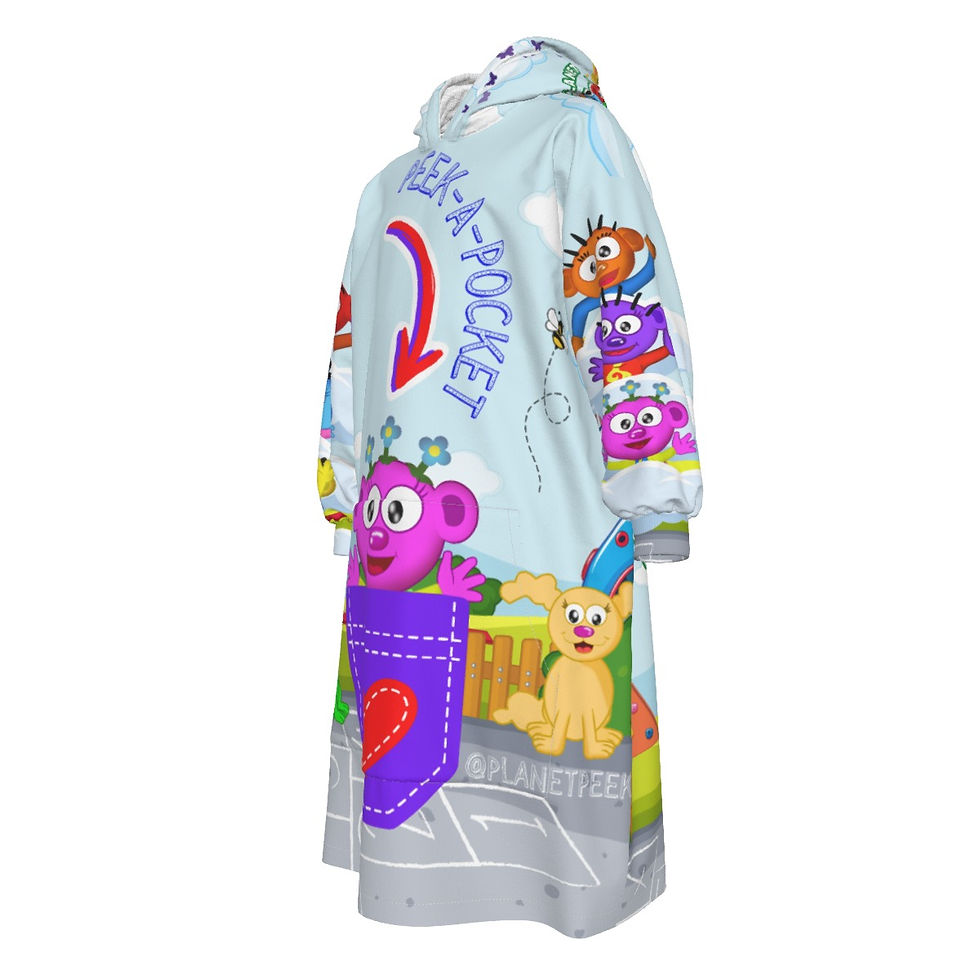 Thumbnail: All-Over Print Kid's Sherpa Fleece Mid-Length Hoodie Blanket
