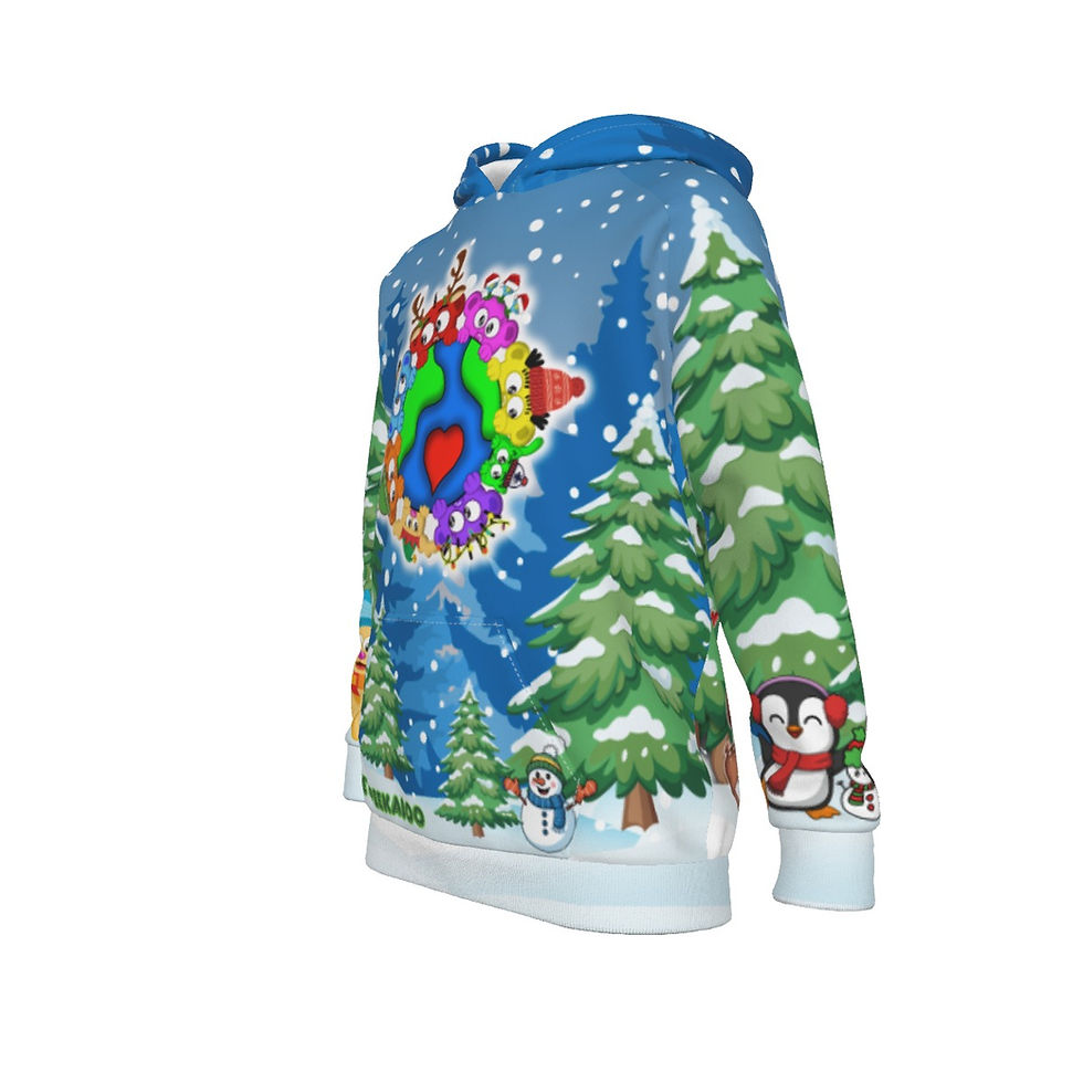 Thumbnail: Planet Peek-A-Boo Winter WonderLand  All-Over Print Kid's Raglan Pullover Hoodie