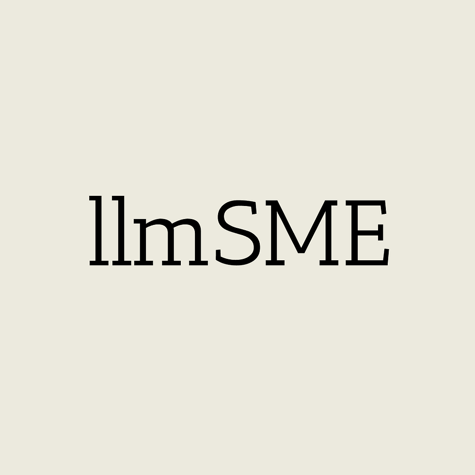 llmSME.com brand name in black typography on a warm neutral background | Createve Domains