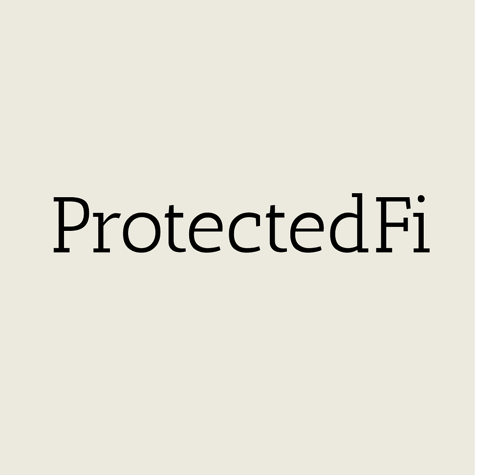 ProtectedFi.com brand name in black typography on a warm neutral background | Createve Domains