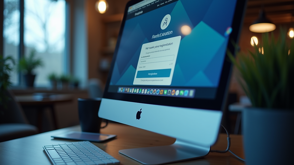 Eye-level view of a computer screen displaying a domain registration website