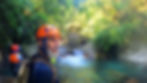 River tracing at a small waterfall at an azure pool at Heliugu, Taiwan