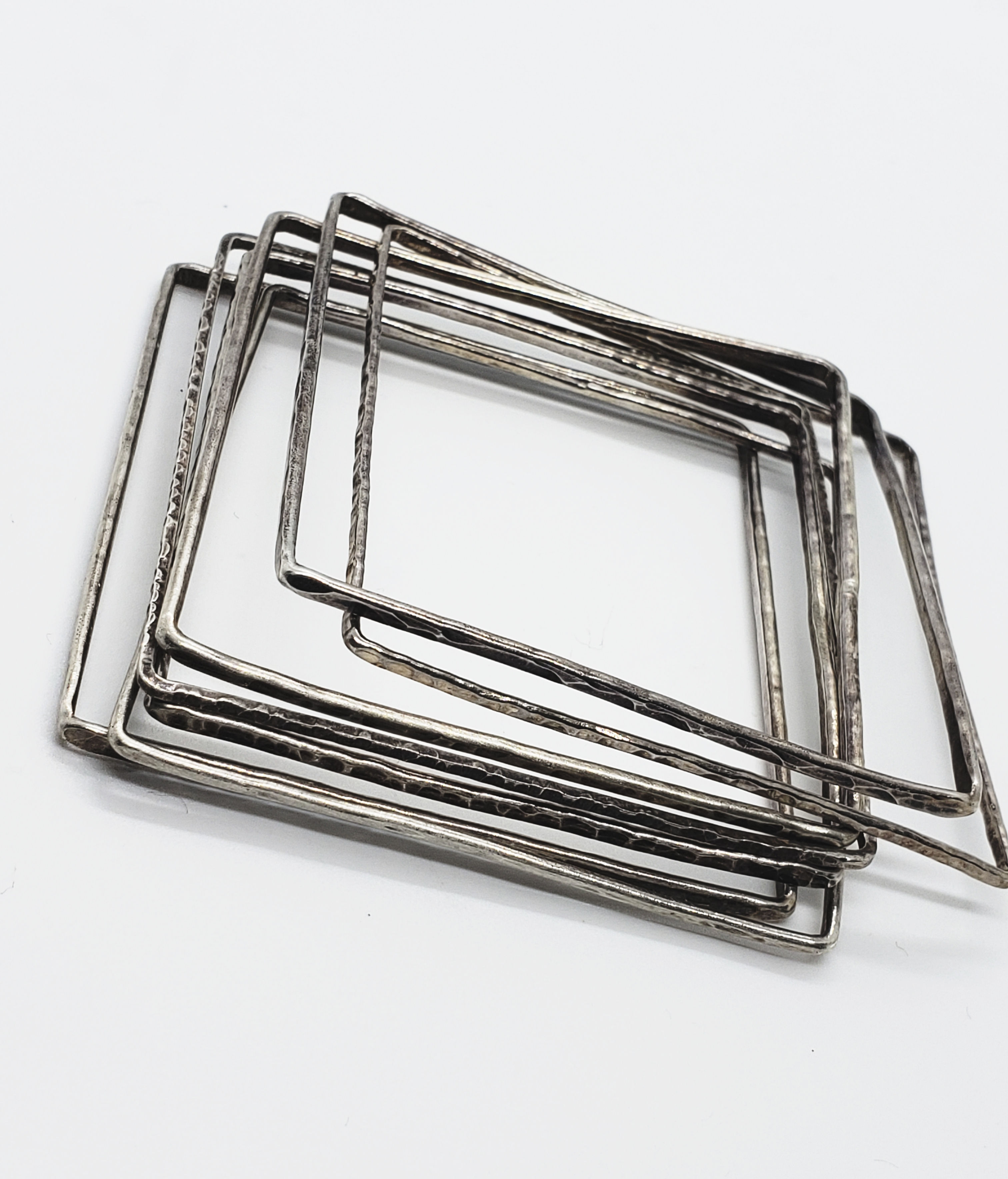 Square Biz Bangles Set of 7 Sterling Silver