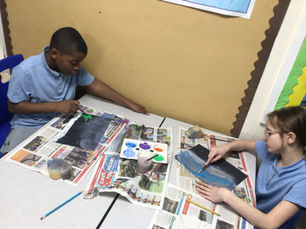 Year 4 painting Winter Scenes