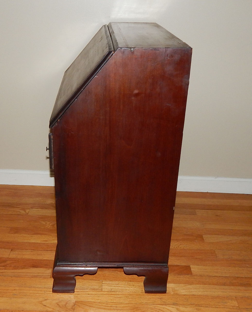 Thumbnail: 19th C. Diminutive Desk with Satinwood Inlaid Conch Shell Lid