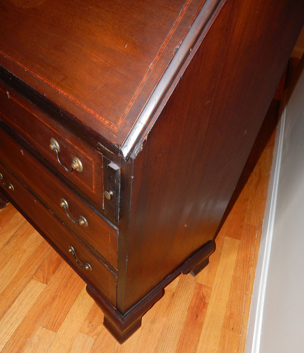 Thumbnail: 19th C. Diminutive Desk with Satinwood Inlaid Conch Shell Lid