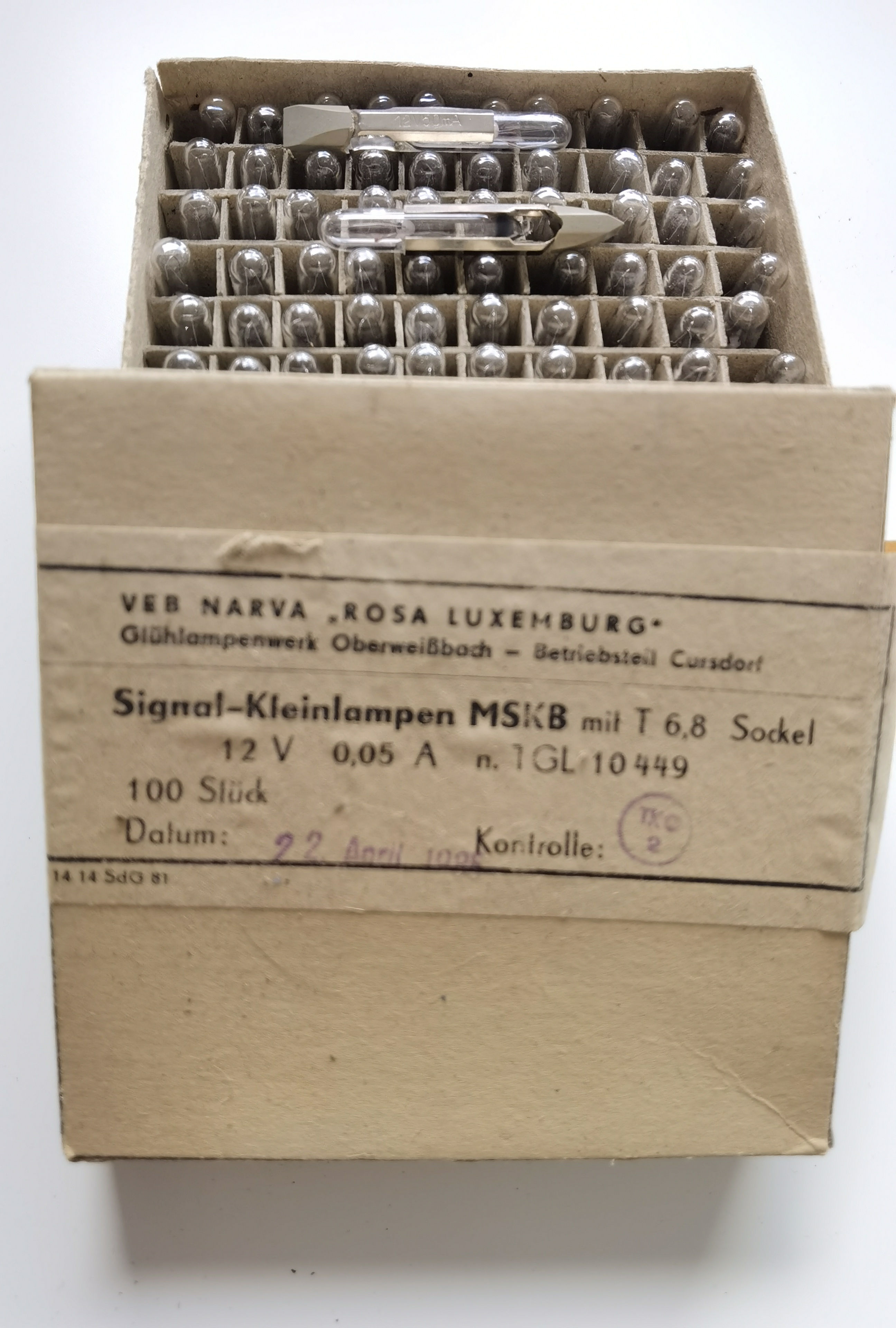 Signal-Kleinlampen MSKB T6,8 Sockel 12V 0,05A TGL 10449