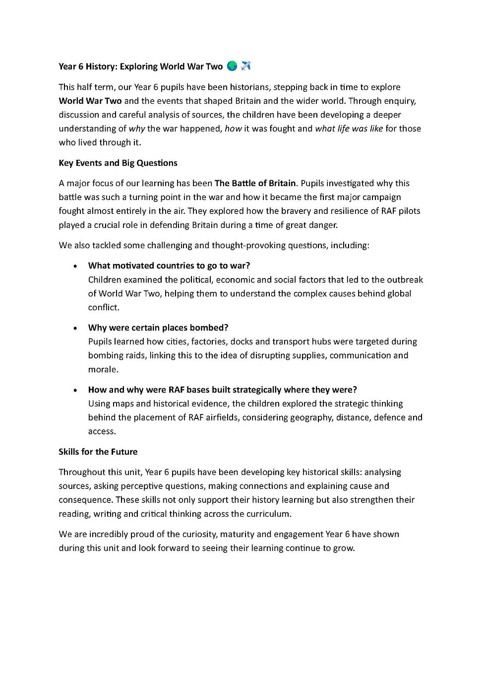 Year 6 History: Exploring World War Two 🌍✈️