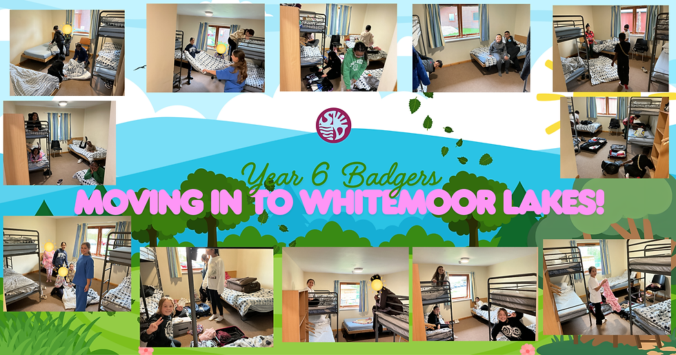 🐾 Year 6 Badgers have arrived safely at Whitemoor Lakes! 🏕️