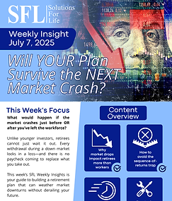 Market downturns hit retirees harder than workers. This SFL Weekly Insights edition shows Kansas retirees how to avoid the sequence-of-returns risk, structure income to survive market volatility, and use guaranteed income, flexible withdrawals, and savings segmentation to protect their future. Learn what your plan must include to weather the next crash.