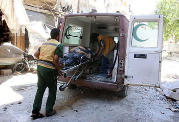 The aftermath of the bombing of the hospital known as M2, in the Maadi district of Aleppo, Syria, in July. Credit Thaer Mohammed/Agence France-Presse — Getty Images