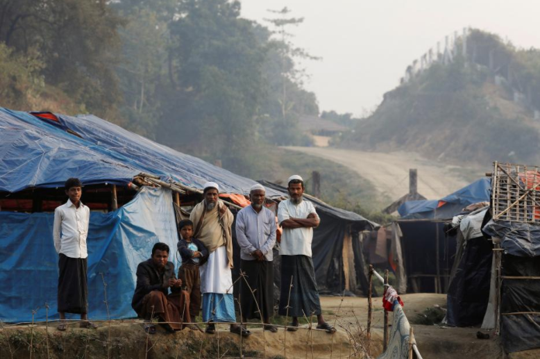 Rohingya refugees are seen in a refugee camp at no-man's land at the Bangladesh-Myanmar border, in Cox's Bazar, Bangladesh January 12, 2018. REUTERS/Tyrone Siu