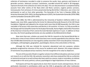 The Visual History Archive, Research Experience
