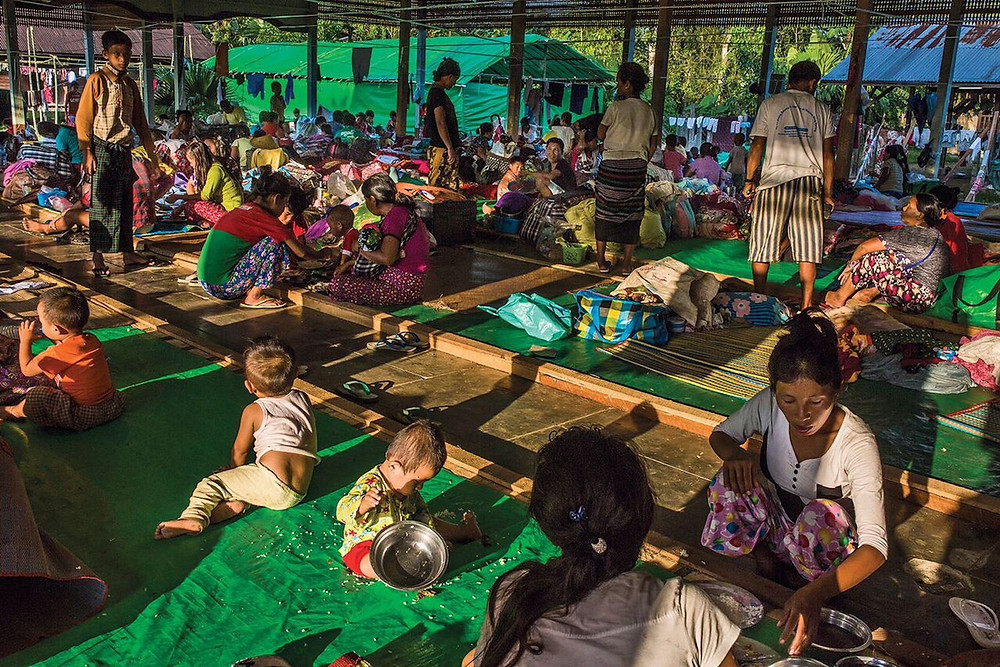 Internally displaced people take shelter at the Tanai Kachin Baptist Church in Myanmar’s northern Kachin state in June 2017. (Hkun Lat)