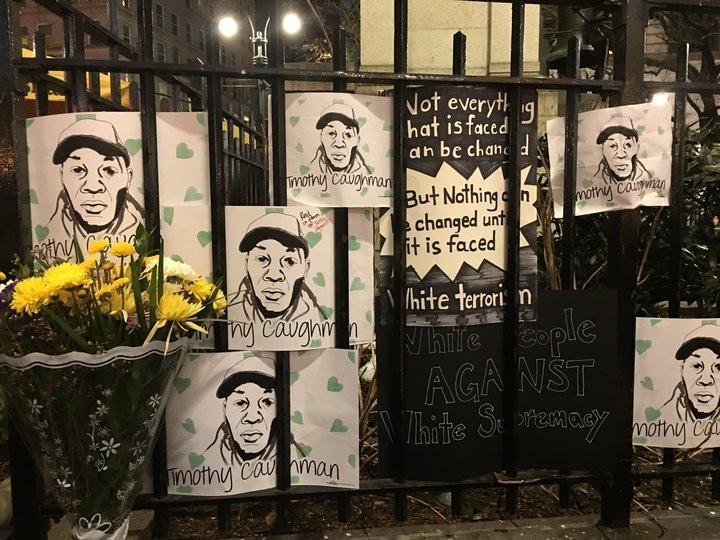 CHRISTOPHER MATHIAS A memorial for Timothy Caughman in New York City.
