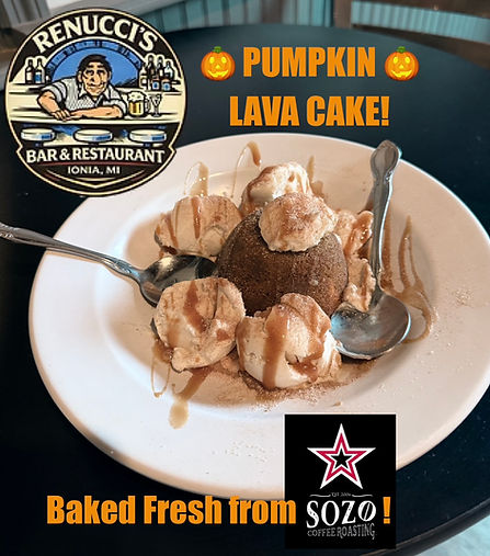 Pumpkin lava cake, fresh baked, Renucci's, Desserts, Fall desserts, sozo bakery, icecream, lava cake,