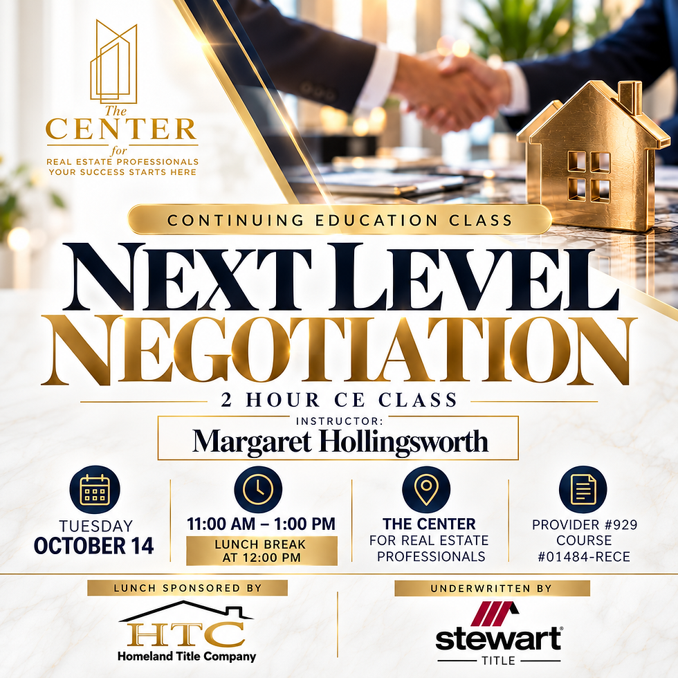 CE Class: Next Level Negotiation 11 - 1 (Lunch Provided at 12)