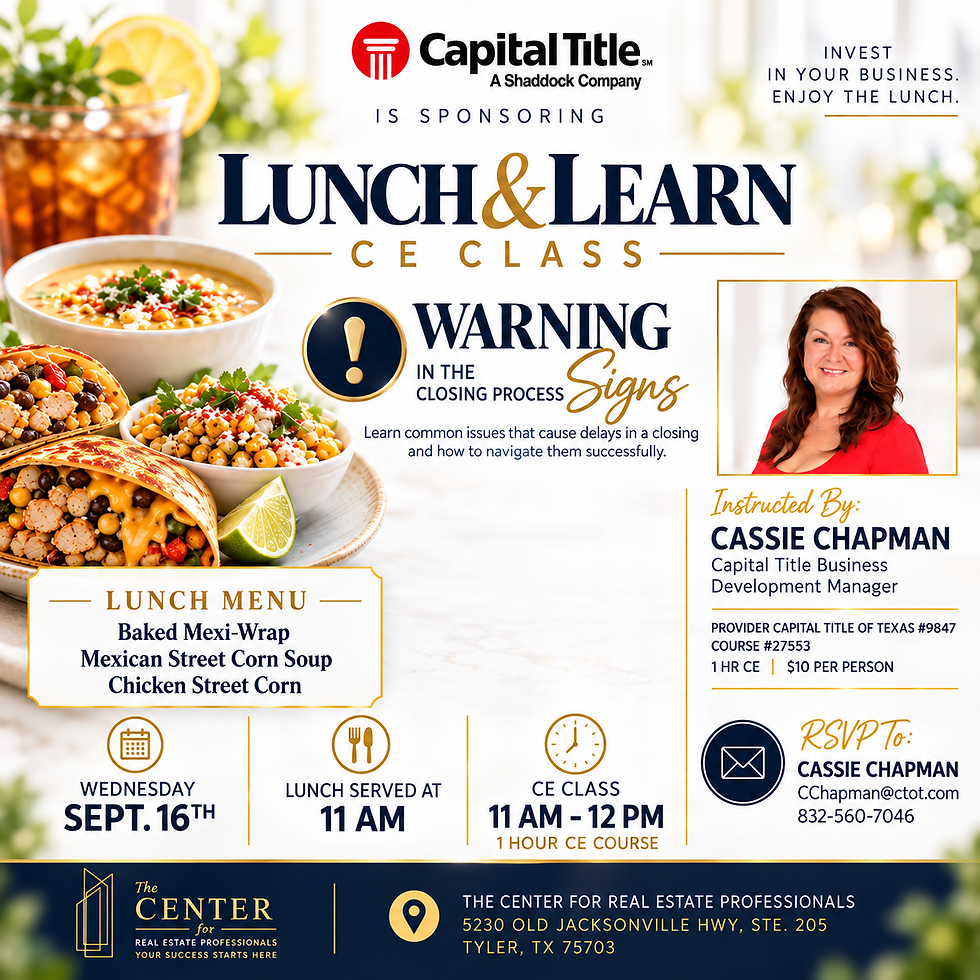 Lunch and Learn CE Class - Warning Signs in the Closing Process