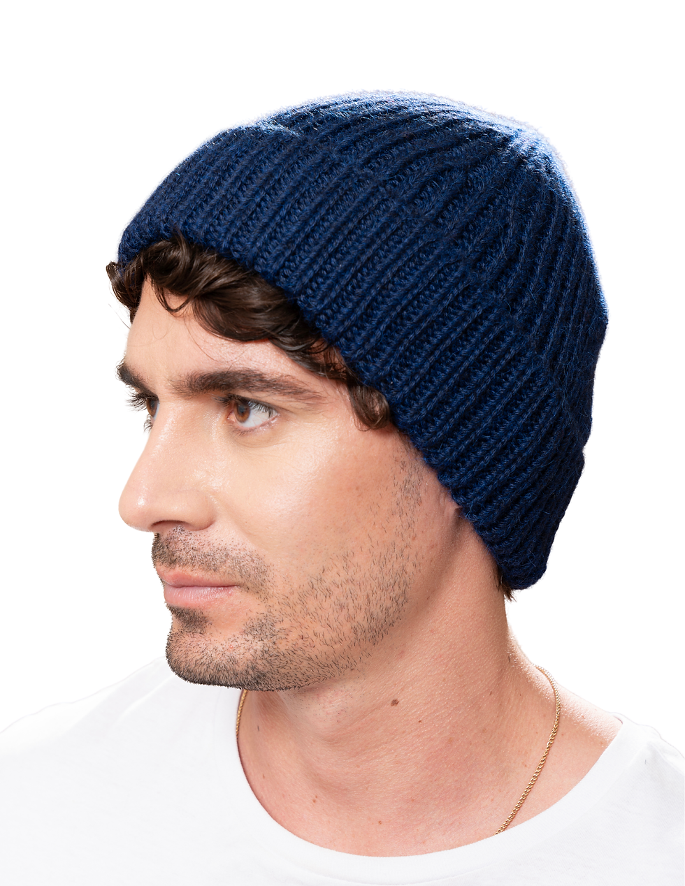 Classic Alpaca Rib Hat Navy Men