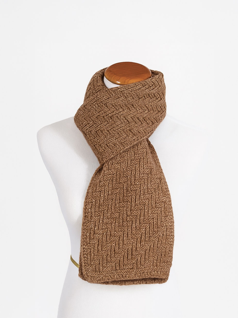 Thumbnail: Alpaca Herringbone Scarf Brown