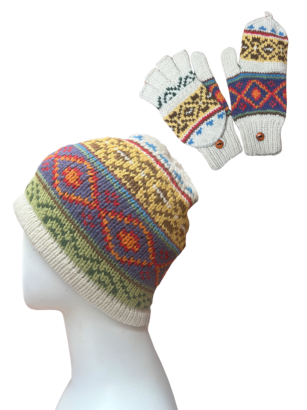 Thumbnail: Alpaca Diamond Winter Glove Hat Set