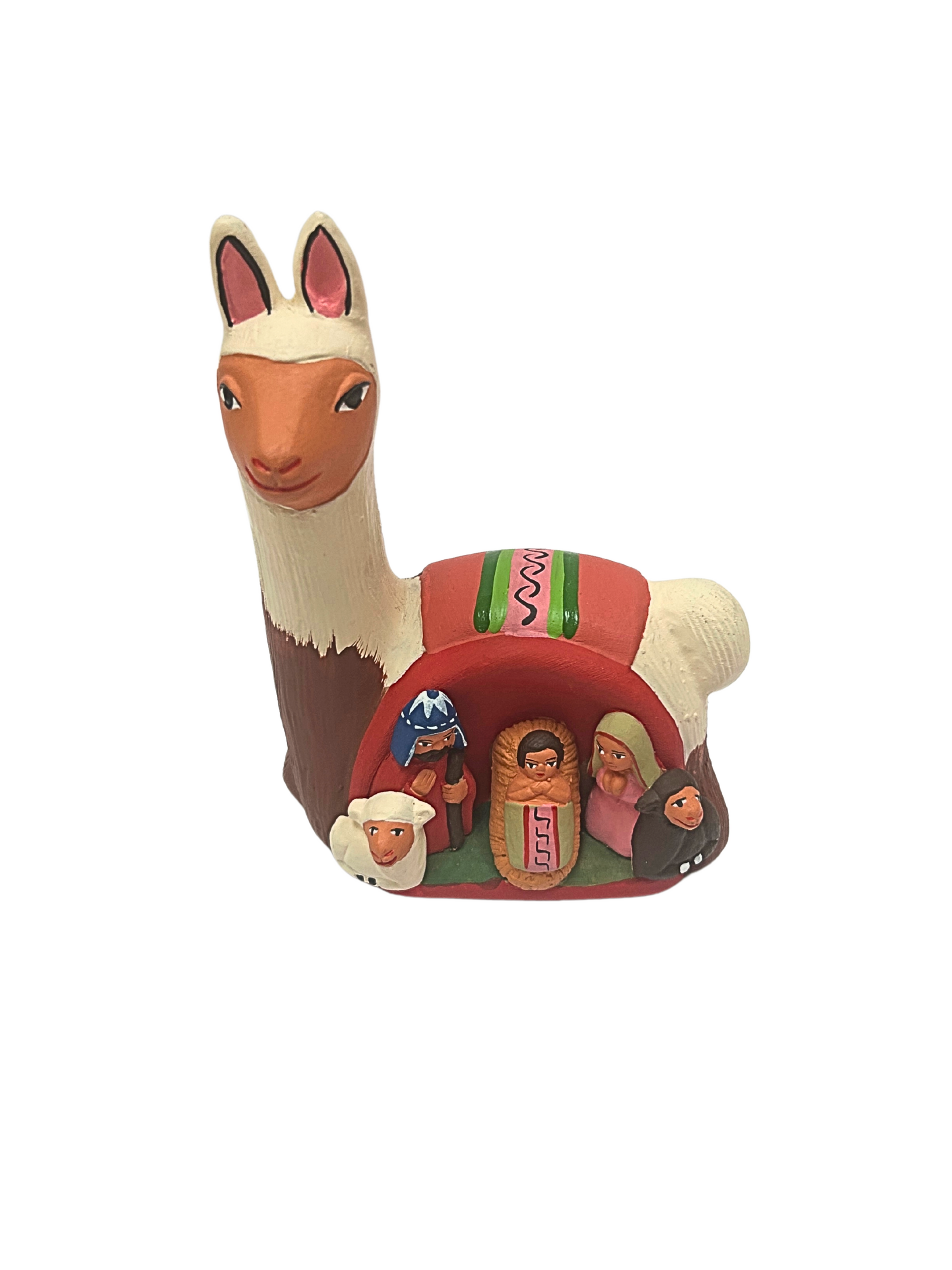 Ceramic Alpaca with Nativity Scene