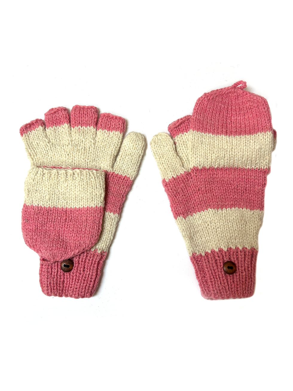 Thumbnail: Alpaca Wide Striped Hooded Glitten Pink Ivory
