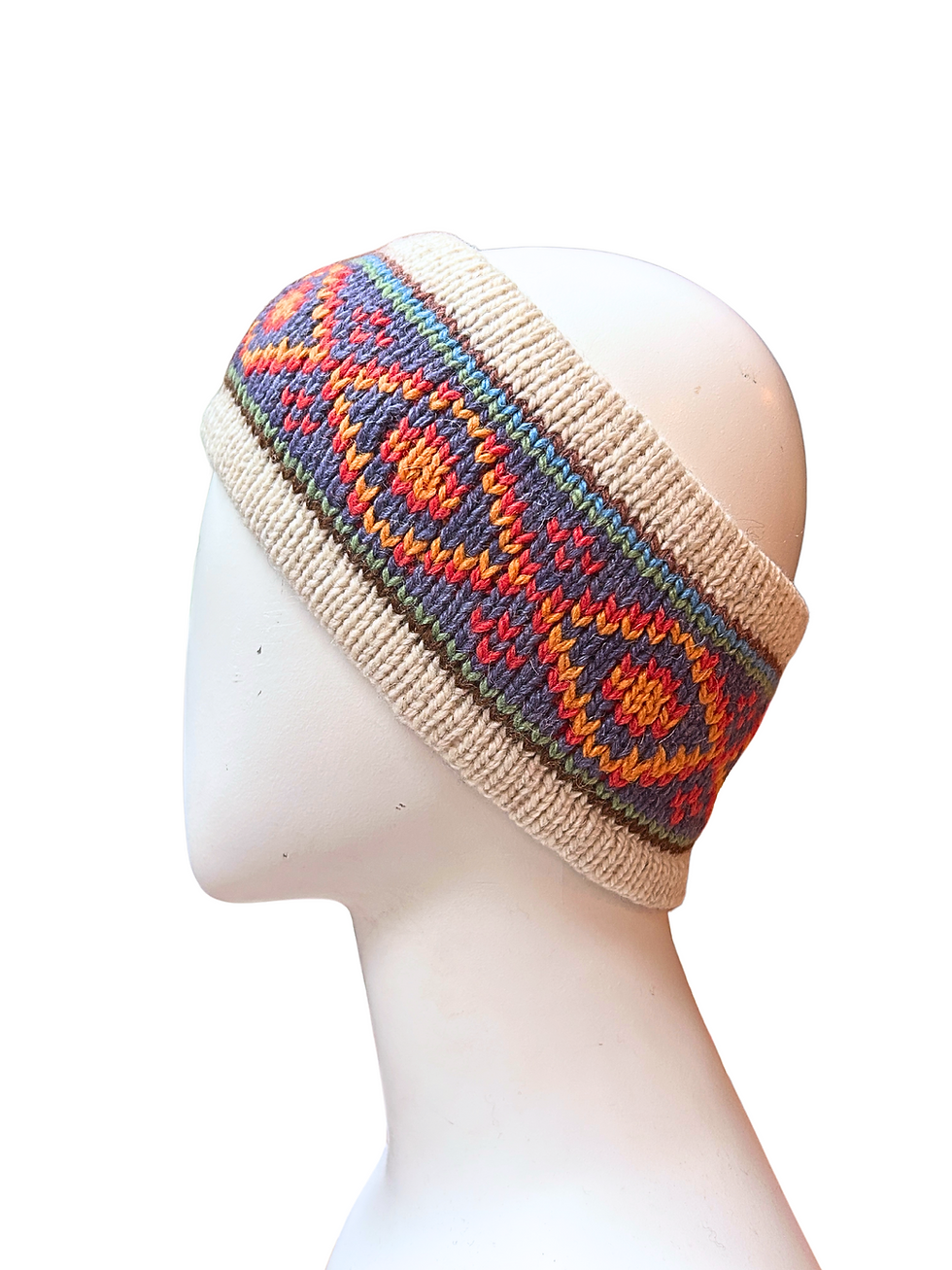Thumbnail: Alpaca Lined Headband Unisex for men for women rainbow white