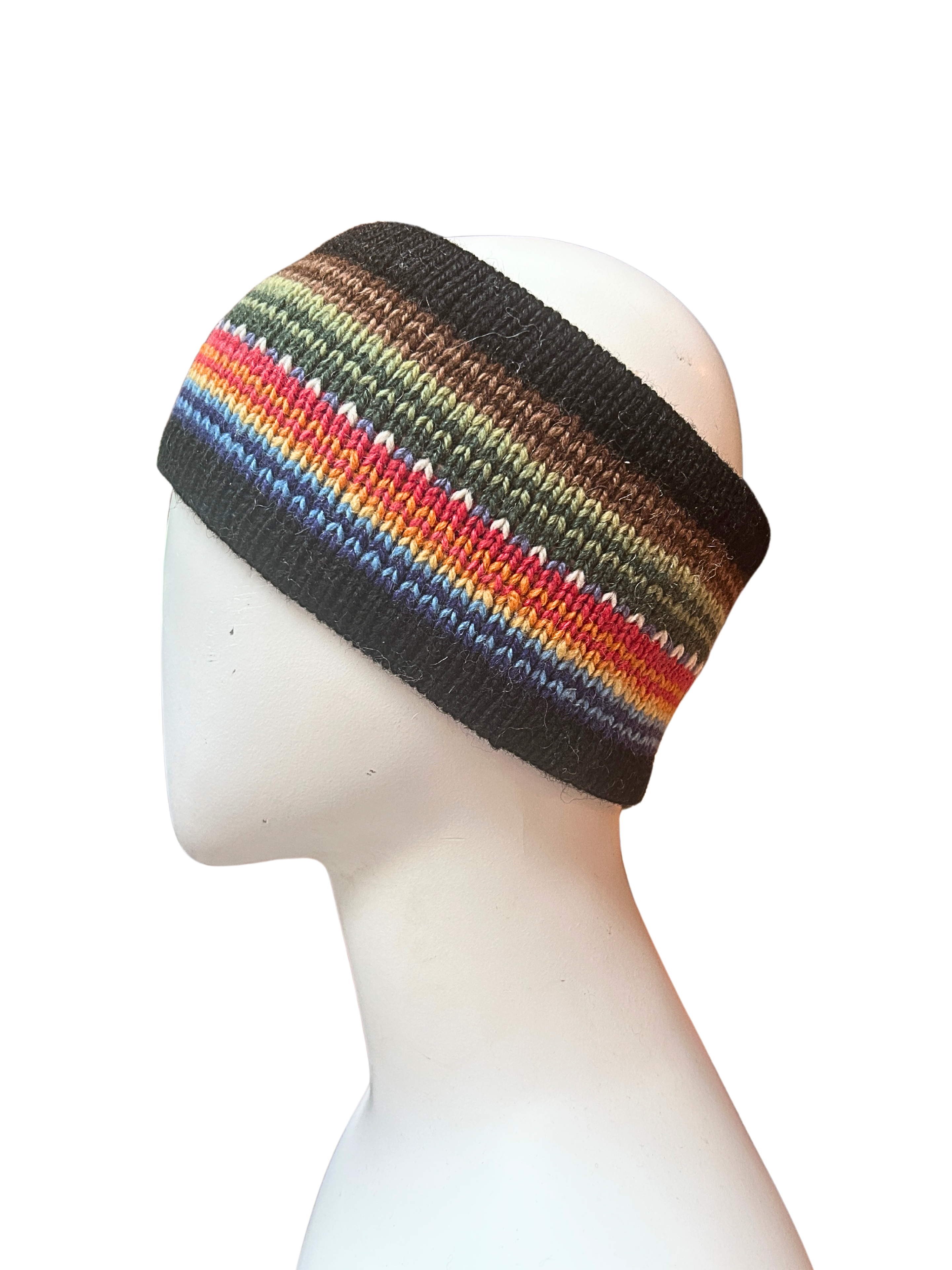 Alpaca Headband Alpaca Ear warmer Lined Rainbow Black