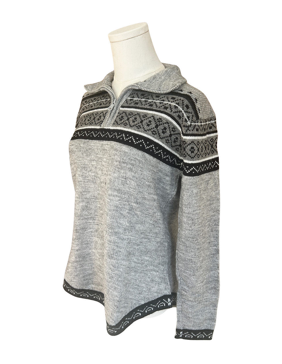 Thumbnail: Half Zip Grey Alpaca Pullover Side Cozy Warm