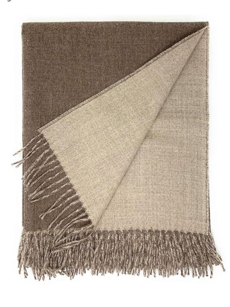 Thumbnail: Baby Alpaca Reversible Throw Cocoa Fawn
